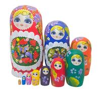 Oxxggkao Matriochka Poupée gigogne russe Art Traditionnel Poupées gigognes russes Lot de 10 couches en bois Matriochka pour enfants Traditionnel