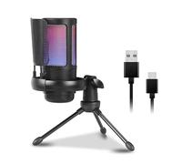 Oxxggkao Microphone USB 192 kHz/24 bits avec éclairage couleur, microphone de jeu avec bouton muet, base solide pour streaming et chant en direct