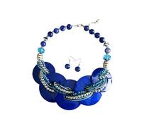 Oxxggkao Parure de bijoux avec collier de perles et boucles d'oreilles assorties - Convient à tous les tons de peau - Bijoux en coquillage naturel 4 teintes, One Size, Comme décrit, Comme décrit.
