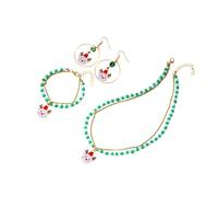 Oxxggkao Parure de bijoux de Noël réglable avec collier et boucles d'oreilles fabriqués à la main avec perles durables pour des styles festifs, One Size, Comme décrit, Comme décrit.
