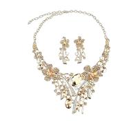 Oxxggkao Parure de bijoux élégante en alliage floral pour fête de mariage, collier et boucles d'oreilles pour diverses occasions, One Size, Comme décrit, Comme décrit.