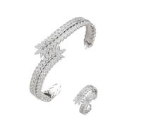 Oxxggkao Parure de bijoux en cuivre avec bagues en oxyde de zirconium et design réglable en forme de blé élégant