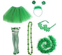 Oxxggkao Patrick Ensemble de lunettes trèfle à rayures collants pour fête irlandaise Accessoires de fête Patrick Day