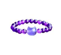 Oxxggkao Pendentif réglable en forme de tête de chat en cristal pour femme - Pierres précieuses naturelles - Accessoire de bracelet en améthyste, taille unique, Comme décrit