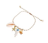 Oxxggkao Pendentif réglable sur le thème de l'océan avec breloques en céramique et coquillage, cordon tressé, bijoux de plage pour femme en alliage, taille unique, Comme décrit