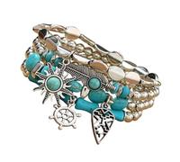 Oxxggkao Perles turquoises fabriquées à la main avec plusieurs couches, parfaites pour empiler et créer des bijoux turquoises pour un événement tendance