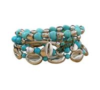 Oxxggkao Perles turquoises fabriquées à la main avec plusieurs couches, parfaites pour empiler et créer des bijoux turquoises pour un événement tendance