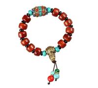Oxxggkao Perles turquoises vertes uniques avec perles en cuivre fabriquées à la main en os de yak élastique pour accessoire de mode perles de prière élastiques, One Size, Comme décrit