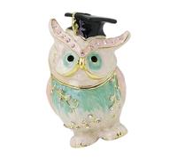 Oxxggkao Petite boîte à accessoires unique en forme de chouette - Texture métallique - Convient pour garder vos objets de valeur en toute sécurité
