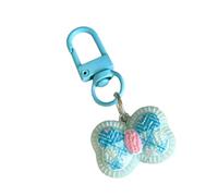 Oxxggkao Porte-clés élégant en forme d'animal - Couleurs pastel - Robuste - Pour femme et adolescente - Accessoire de sac à dos élégant, Nœud bleu., taille unique