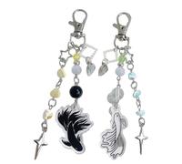 Oxxggkao Porte-clés en forme de poisson pour couples fabriqué à la main avec pierre colorée en alliage acrylique robuste - Cadeau d'amour - Porte-clés en alliage acrylique avec aimant