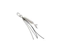 Oxxggkao Porte-clés queue de poisson en alliage avec chaînes métalliques qui brillent dans le noir pour un usage polyvalent comme chaîne de ceinture ou pendentif en forme d'arête de poisson