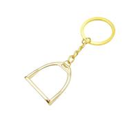 Oxxggkao Porte-clés sophistiqué avec étriers et embouts - Accessoire équestre - Construction en alliage - Thème équin - Pour plus de durabilité - Anneaux en D, doré, taille unique