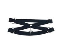 Oxxggkao Porte-jarretelles élastique réglable avec pendentif étoile punk esthétique, croix, jambe, harnais pour femme, accessoire de fête