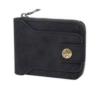Oxxggkao Portefeuille court en cuir PU avec fermeture sécurisée pour homme Style rétro européen Solution de rangement de cartes Porte-monnaie Porte-monnaie Accès facile, Noir