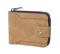 Oxxggkao Portefeuille court en cuir PU avec fermeture sécurisée pour homme Style rétro européen Solution de rangement de cartes Porte-monnaie Porte-monnaie Accès facile, marron