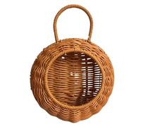 Oxxggkao Pot de fleurs mural en rotin pour économiser de l'espace - Panier de rangement multifonction - Pot de fleurs décoratif à suspendre - Demi-rond