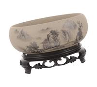 Oxxggkao Pot hydroponique chinois en céramique, pot artistique en céramique avec motif aquarelle pour la croissance des racines pour intérieur/extérieur