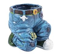 Oxxggkao Pots de fleurs élégants en résine avec trous de drainage pour intérieur ou extérieur, jardin, cour, patio, décoration unique en jean