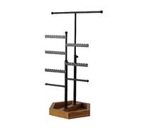 Oxxggkao Présentoir à bijoux à 5 niveaux Télescopique Boucles d'oreilles Colliers Bracelets avec bols en bois Cadeau de mode pour femmes Arbre à bijoux