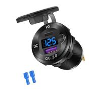 Oxxggkao Prise de USB à sur Panneau avec Corps fileté Rond, PD de Type C, Port USB-a et Affichage de Tension LED pour Panneaux