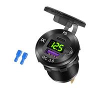 Oxxggkao Prise de USB à sur Panneau avec Corps fileté Rond, PD de Type C, Port USB-a et Affichage de Tension LED pour Panneaux