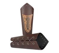 Oxxggkao Protège-bras en cuir synthétique noir avec manchette en relief, utilisation polyvalente pour cosplay, déguisement, fête, poignet réglable, 1 paire., taille unique