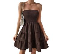 Oxxggkao Robe de cocktail confortable sans manches en polyester extensible parfaite pour un événement quotidien ou une fête des femmes, marron, M