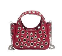 Oxxggkao Sac à bandoulière créatif pour femme avec rivets creux, sac à main quotidien en cuir synthétique pour voyage, sac à main créatif pour femme, sac à bandoulière à rivets creux, sac à main