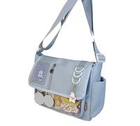 Oxxggkao Sac à bandoulière décontracté d'inspiration japonaise en nylon avec grande capacité pour le shopping, les voyages et la vie sur le campus, sac jeune, bleu ciel, One Size