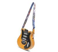 Oxxggkao Sac à bandoulière en cuir synthétique en forme de guitare avec bandoulière réglable pour musiciens et voyageurs fréquents, jaune, One Size