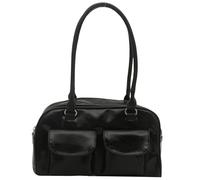 Oxxggkao Sac à bandoulière multifonction brillant pour femmes pour les navetteurs et les étudiants en cuir PU double poche avant sous les bras sac à main sac à main pour dames, Noir , One Size