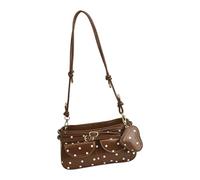 Oxxggkao Sac à bandoulière tendance à pois pour femme en tissu PU léger avec sangle réglable, entretien facile, sac à main pratique en polyuréthane, marron