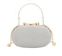 Oxxggkao Sac à main de soirée en cuir synthétique de forme ovale pailletée avec poignée supérieure et chaîne à bandoulière pour fête de mariage Petit sac à main rond tendance, Argenté.