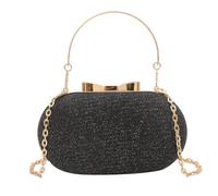 Oxxggkao Sac à main de soirée en cuir synthétique de forme ovale pailletée avec poignée supérieure et chaîne à bandoulière pour fête de mariage Petit sac à main rond tendance, Noir