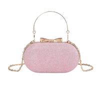 Oxxggkao Sac à main de soirée en cuir synthétique de forme ovale pailletée avec poignée supérieure et chaîne à bandoulière pour fête de mariage Petit sac à main rond tendance, b