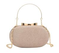Oxxggkao Sac à main de soirée en cuir synthétique de forme ovale pailletée avec poignée supérieure et chaîne à bandoulière pour fête de mariage Petit sac à main rond tendance, doré