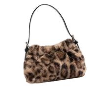 Oxxggkao Sac à main léger en tissu doux avec poignée sur le dessus, multi-compartiments, sac à main en forme de léopards, sac à main pelucheux, Patte léopard jaune