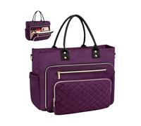 Oxxggkao Sac fourre-tout pour enseignant, ordinateur portable avec porte-gobelet, mallette professionnelle pour infirmière, sac à main pour infirmière, violet