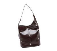 Oxxggkao Sac seau multifonction pour femme avec motifs cloutés et bandoulière réglable, rivets et perles, grand sac à main sous les aisselles, bandoulière réglable, Couleur café., One Size