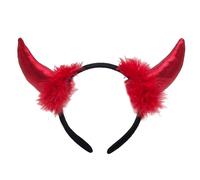 Oxxggkao Serre-tête cornes de diable avec plumes et paillettes pour Halloween, cosplay, cadeau, maquillage pour se laver le visage