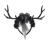 Oxxggkao Serre-tête d'Halloween en corne de cerf gothique Jour des morts Couronne de fleurs gothique pour femme