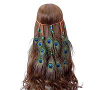 Oxxggkao Serre-tête ethnique avec plumes et perles pour femme - Accessoire pour cheveux - Accessoire pour cheveux - Coiffe de cosplay pour femme