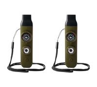 Oxxggkao Sifflets avec boussole loupe LED lampes de poche thermomètres pour la survie multifonction 7 en 1 Camping Randonnée Sifflets en plein air avec