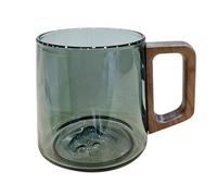 Oxxggkao Tasse en verre borosilicate avec poignée en bois 450 ml pour café et thé, design unique sculpté en 3D