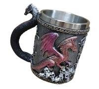 Oxxggkao Tasse isotherme décorative en acier inoxydable avec statue de dragon pour boissons chaudes, gothiques, tasse de voyage isotherme pour boissons