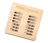 Oxxggkao Traqueurs d'alimentation en bois pour chien avec interrupteurs coulissants pour enregistrements de repas du matin et du soir - Tableau de suivi de l'alimentation des animaux de compagnie en