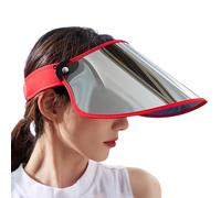 Oxxggkao Visière pare-soleil pliable et légère pour femme avec verres colorés, ajustement réglable pour la randonnée et le jardinage, chapeau de protection adapté au maquillage, Verres argentés rouges