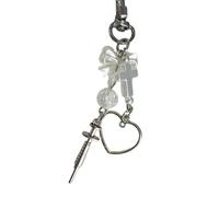 Oxxggkao Y2K Pendentif en forme de croix en forme de cœur pour téléphone, sac à dos, clés de voiture, décoration de chaîne en forme de cœur, sangles de téléphone, bijoux faits à la main, C, taille