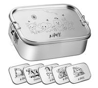 OXYEFEI Boîte à goûter pour enfant avec compartiments, Boîte à pain personnalisée en acier inoxydable pour enfants avec nom - Cadeau pour la rentrée scolaire pour garçon et fille (Tier-1, 1000 ml)